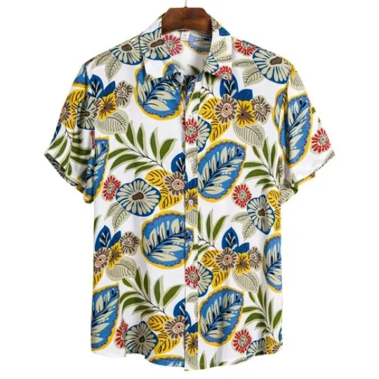 Discover Summer Leaf Floral Printed Beach Hawaiian Shirt