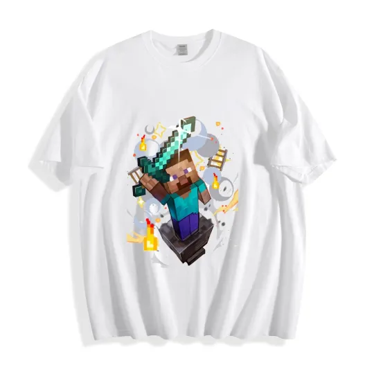 Discover Minecraft Steve T-Shirt, Diamond Sword Combat Tee