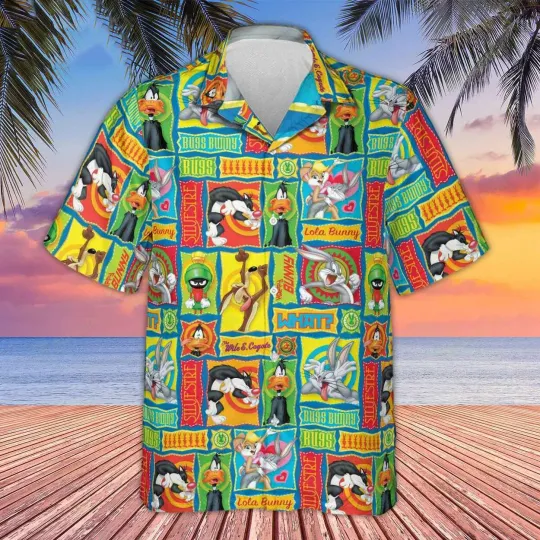 Looney Tunes Cartoon Characters Aloha Summer Funny Hawaiian Shirt