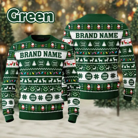 Discover Custom Your Logo Ugly Sweater Your Business Logo Brand Logo Front and Back Logo