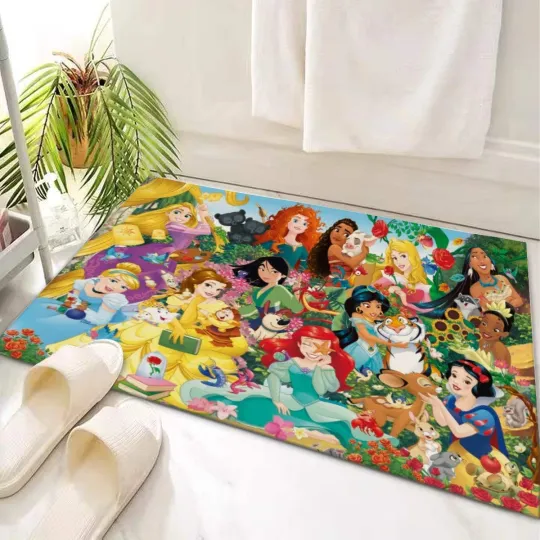 Discover Disney Princess Characters Print Doormat Rug with Non-slip Backing