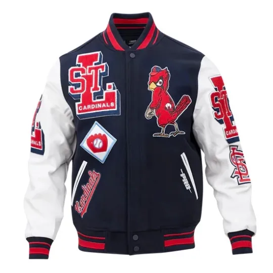 Discover St. Louis Cardinals Mash Up Navy Blue Wool Sleeves Varsity Jacket