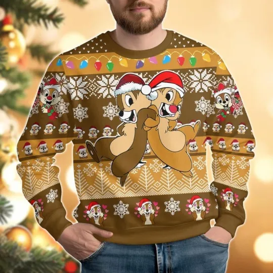Discover Chip And Dale Ugly Christmas Sweater, Chip Dale Light Christmas Sweater, Couple