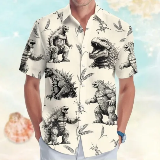 Discover god zilla Hawaiian Shirt, god zilla Button Shirt, Monster Aloha Shirt Men