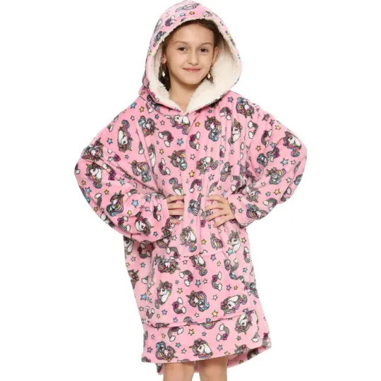 Discover Kids Unicorn Hoodie Blanket, Oversized Warm Hoodie for Girls