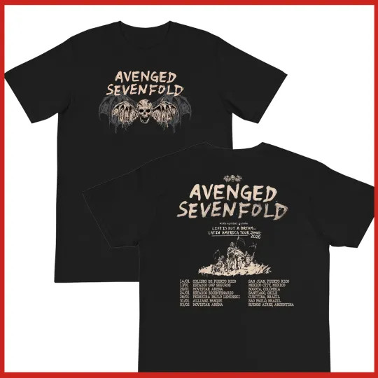 Discover Avenged Sevenfold Life Is But A Dream Latin America Tour 2026 T Shirt