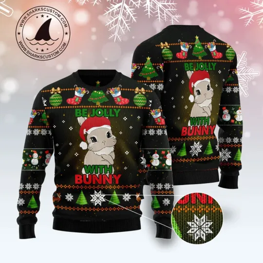 Discover Rabbit Be Jolly Ugly Christmas Sweater - 3D Print Ugly Sweatshirt