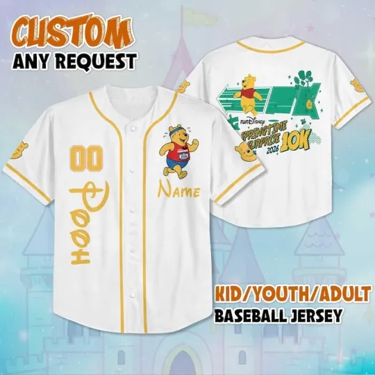 Discover Personalized Pooh Bear Run Springtime Surprise 2026 Baseball Jersey Shirt