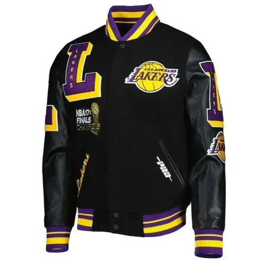 Discover Los Angeles Lakers Mash Up Capsule Varsity Black WoolSleeves Jacket