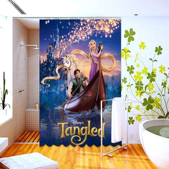 Tangled Rapuzel Princess Disney Shower Curtain, Disney Bathroom Decor