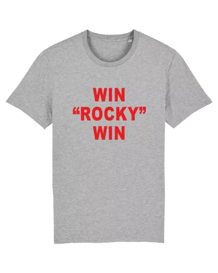 Grey Mens WIN ROCKY WIN Rocky Balboa T Shirt Tee Print Boxing Fight Work Out Gym