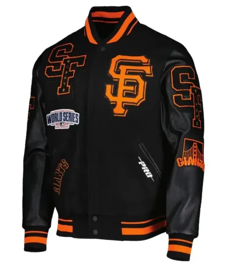 Discover San Francisco Giants Full-Zip Varsity Black Wool Sleeves Baseball Jacket