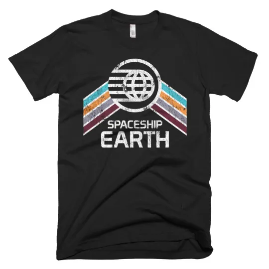 Discover Spaceship Earth Vintage EPCOT Center Black Navy T-Shirt Disney World