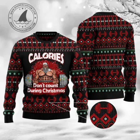 Discover Santa Gymer unisex womens & mens - 3D Print Ugly Sweatshirt