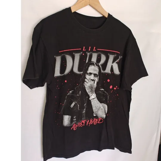 Discover Lil Durk Almost Healed Graphic T-Shirt Black Short Sleeve Hip Hop Rap Tee