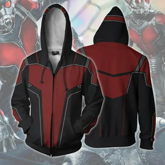 Discover Antman 3D Zip Hoodie Cosplay Superhero Wasp Sport Jacket
