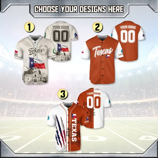 Discover Personalized Texas Baseball Jersey, Custom Name Number Team Shirt