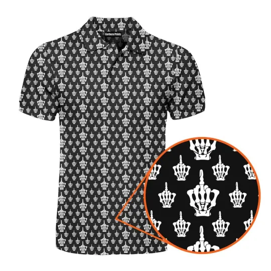 Discover Funny Birdie Fingers Skeleton Golf Polo Shirt for Men