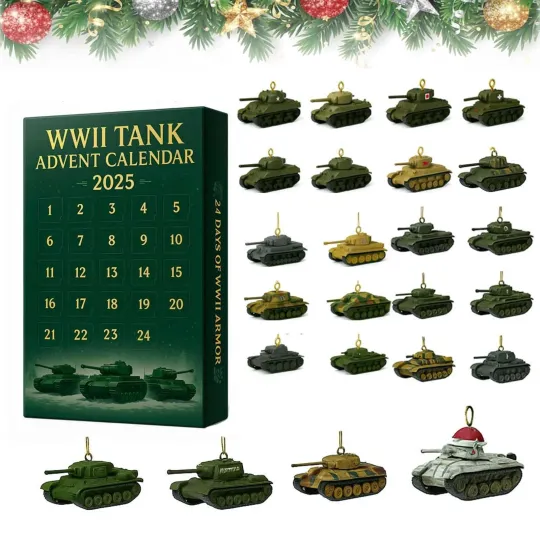 Discover Advent Calendar 2025 Christmas Decorations Gifts 2D WWII TANK for Boys Kids