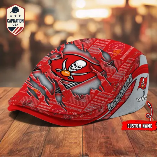 Discover Tampa-Bay-Buccaneers Jeff Cap football Newsboy Cap Golf Cap Driving Hat for Men