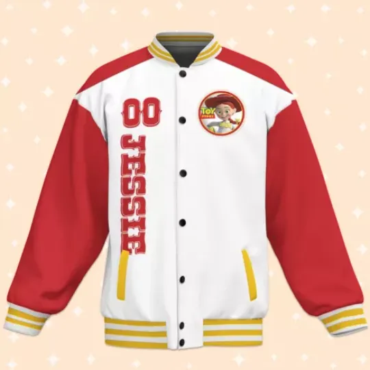 Custom Toy Story Jessie Red Varsity Jacket, Adult Varsity Jacket, Personalized D