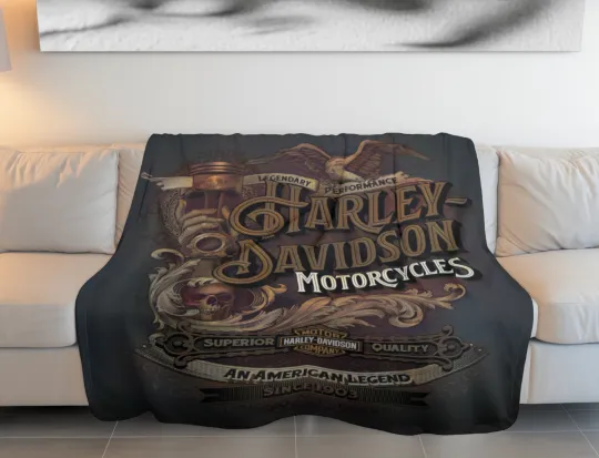 Discover VTG Rustic Haarleyy Davidson Blanket Fleece Blanket for Bikers Mink Touch Fleece Blanket