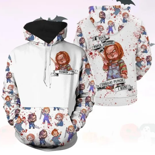 Discover Chucky Doll Hoodie, Horror Movie 3D Hoodie For Halloween