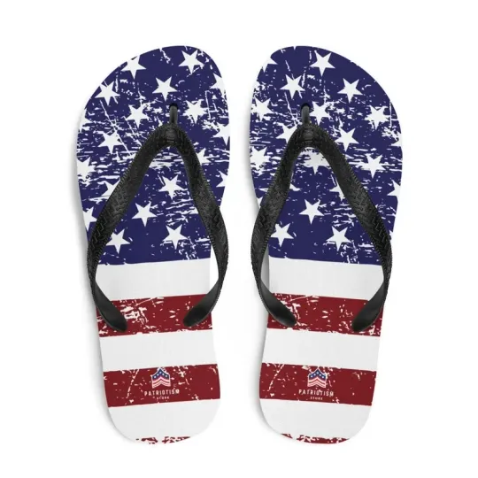 Discover Vintage USA Flag Flip Flops, Distressed Patriotic 4th of July Flip Flops