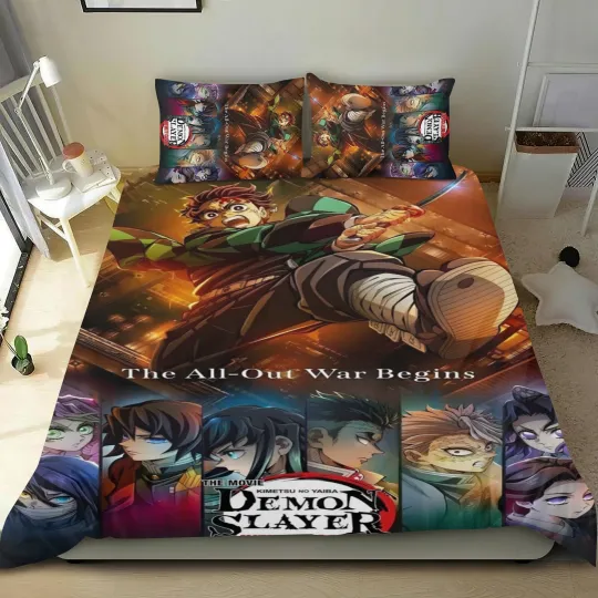 Discover Kimetsu no Yaiba 3-Piece Bedding Set Duvet Cover Set Soft