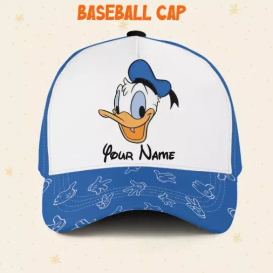 Custom Disney Donald Friends Team Logo Cap, Disney Trip Family Hats, Disney Hat