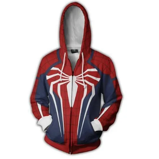 Discover Spiderman Hoodie Jumper Superhero Cosplay Jacket Hooded Zipper Coat