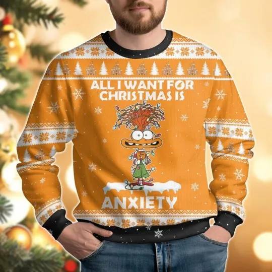 Discover Inside Out Anxiety Ugly Christmas Sweater, All I Want For Christmas Is Anxiety Sweater