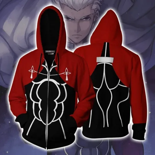 Discover Anime Fate Stay Night Archer EMIYA Cosplay Hoodie Zipper Jacket Coat
