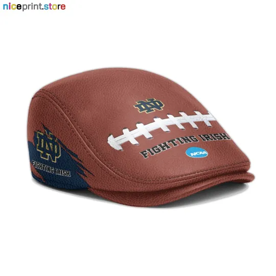 Discover ND Team Fighting Irish Leather Jeff Cap NCAA Driver Cap Leather Flat cap
