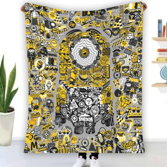 Discover The Minion Doodle Art Fleece Blanket