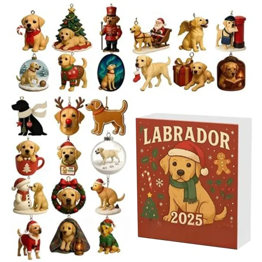 Discover 2025 Christmas 2D Acrylic Labrador Dog Ornament Pendant 24 Days Advent Calendar