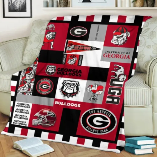 Discover Bulldog Spirit Red Black Fleece Blanket Throw