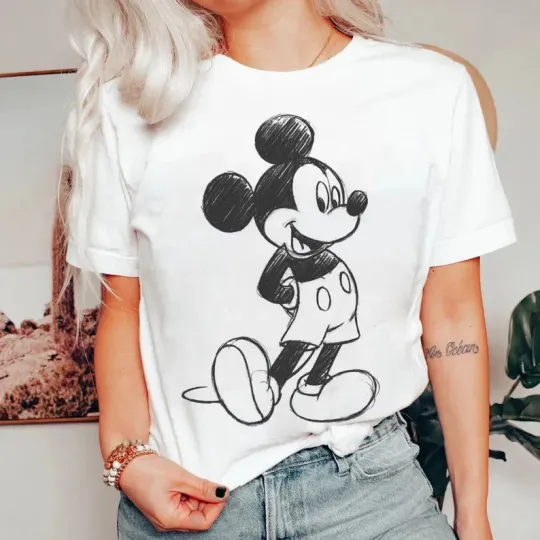Discover Disney Mickey Mouse Sketch T-Shirt for Men, Women, Gift for Friends