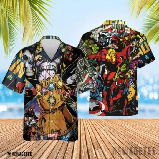 Discover Thanos in Infinity Gauntlet Marvel cover by George Perez Hawaiian Shirt