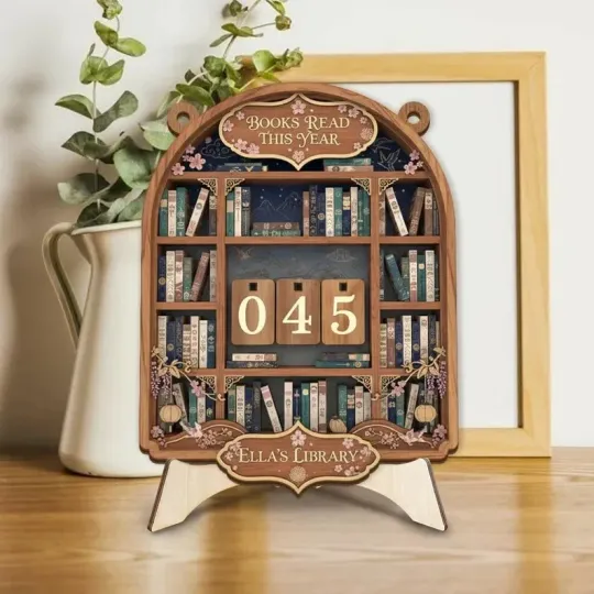 Discover Personalized Books Read Tracker Sign, Vintage Library Reading Log Decor