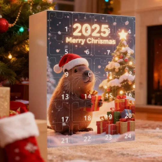 Discover Christmas Countdown Capybara Ornament 2D Acrylic Pendant 24 Days Advent Calendar