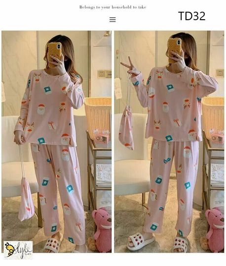 Christmas Pajamas, Noel Pink Pajama Sets, Sleepwear for Teenagers and Adults