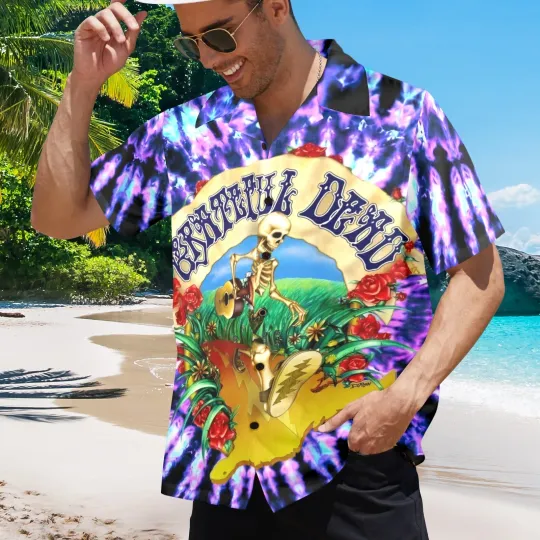 Discover Grateful Dead Hawaiian Button Shirt Tie Dye Men’s Clothing