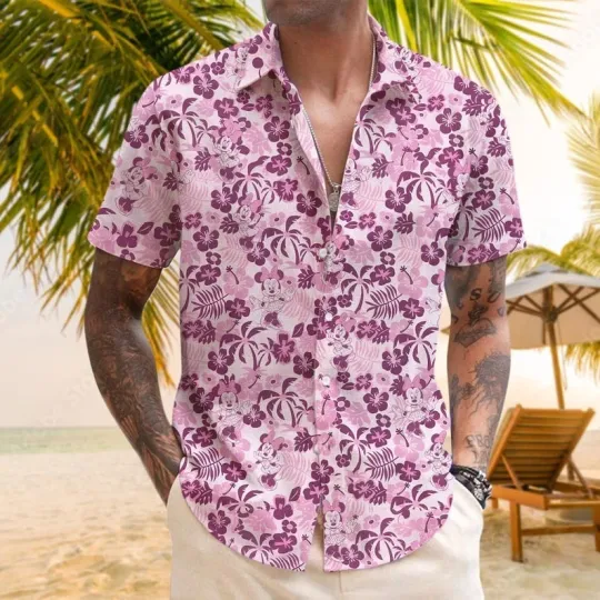 Discover Disney Hawaiian Tropical Shirt, Minnie Mouse Hawaiian Shirt, Disney Beach Hawaiian Shirt