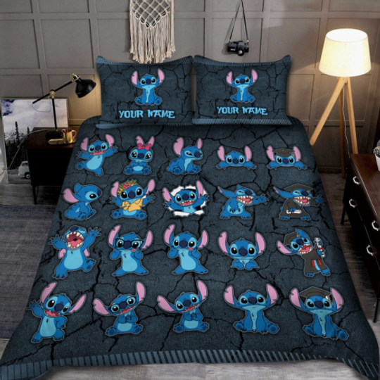 Personalized Stitch Disney Bedding Set, Cartoon Bedding