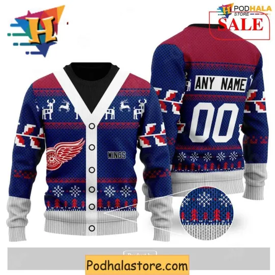 Discover Personalized Detroit Red Wings Ugly Christmas Sweater, Funny Xmas Gift for Fans
