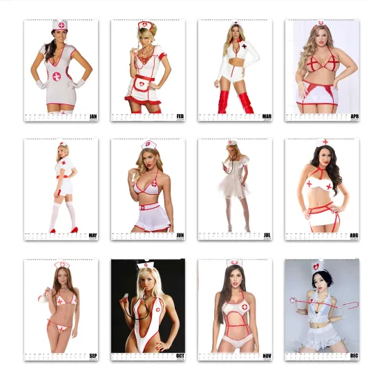 Discover Sexy Hot Nurses Pinups Vertical Wall Calendar 2026/27 Start