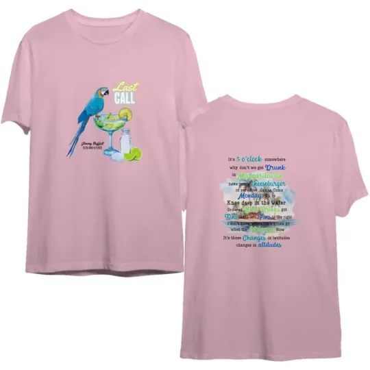 Jimmy Buffett Double Sided T Shirts with Lyrics, Parrothead Double Sided T Shirt