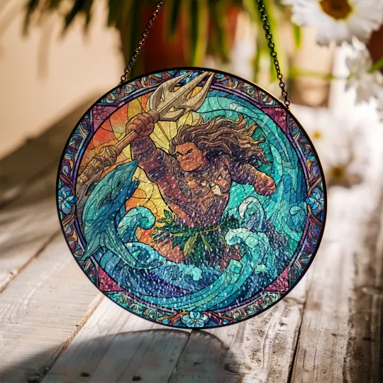 Discover Maui Moana Suncatcher Stained Glass, Disney Window Hanging Decor