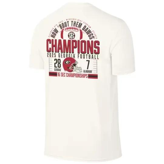 Discover GA bulldogs 2025 SEC Football Champions Score T-Shirt - Natural